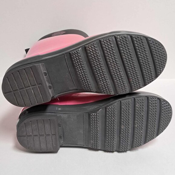 Muck Boots Tremont Wellie Gloss Sz 9 Rubber Neoprene Boots Black Pink Tall Chore - Picture 10 of 15